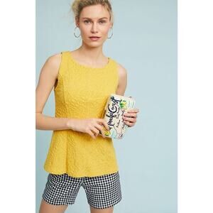 Postmark Anthropologie Size Large Seamed Textured Tank Top Yellow Cotton Blend